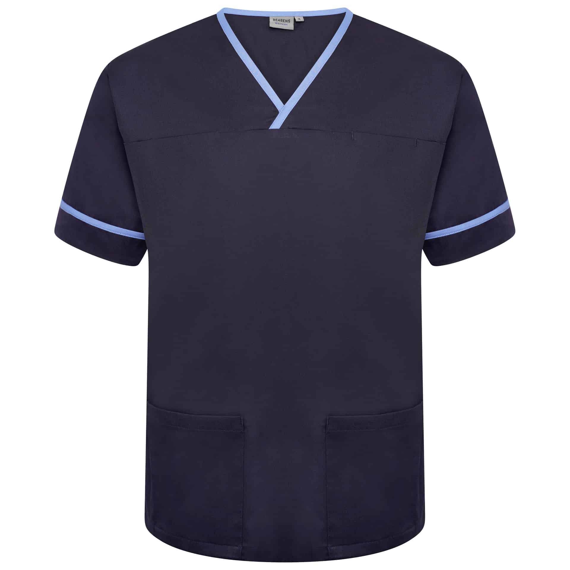 Behrens Scrub Tunic With Trim – Navy/Hospital Blue Trim – 3XL – Uniforms Online