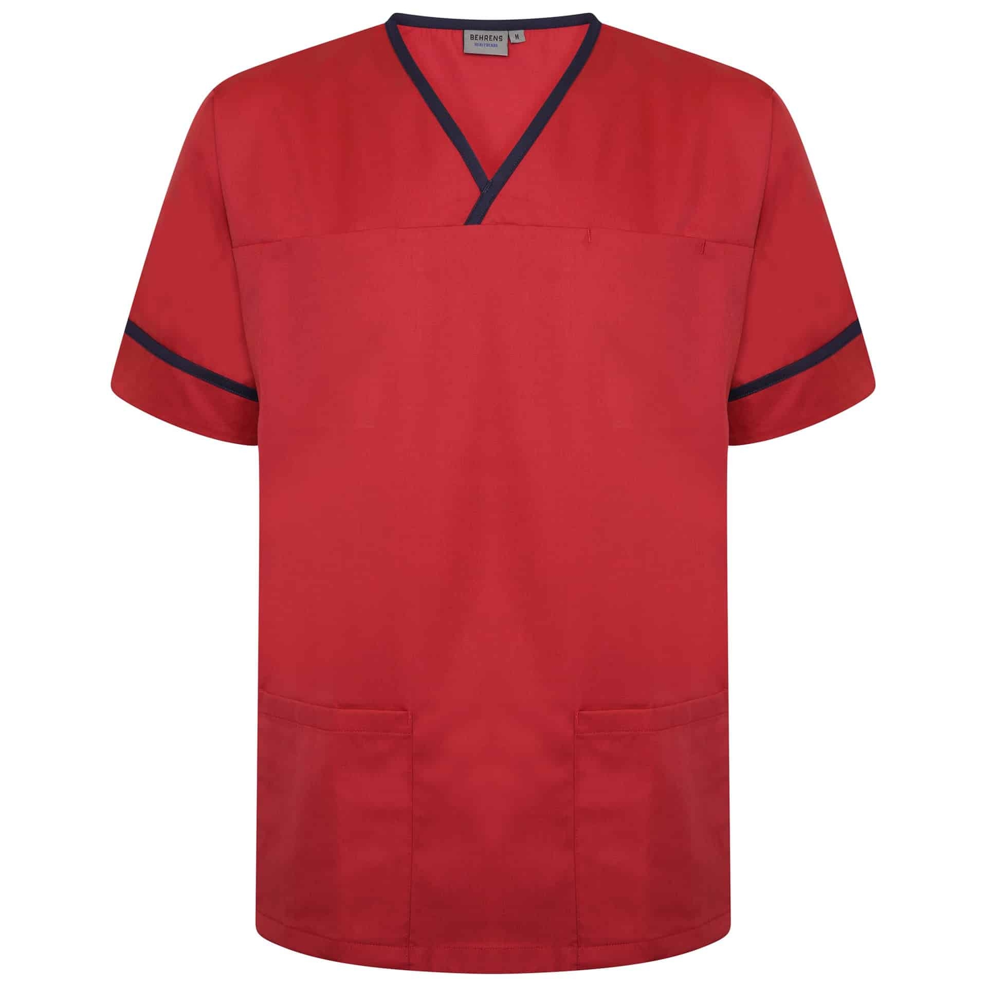 Behrens Scrub Tunic With Trim – Red/Navy Trim – L – Uniforms Online