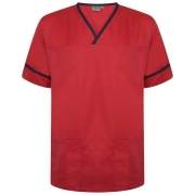 Behrens Scrub Tunic With Trim – Red/Navy Trim – L – Uniforms Online