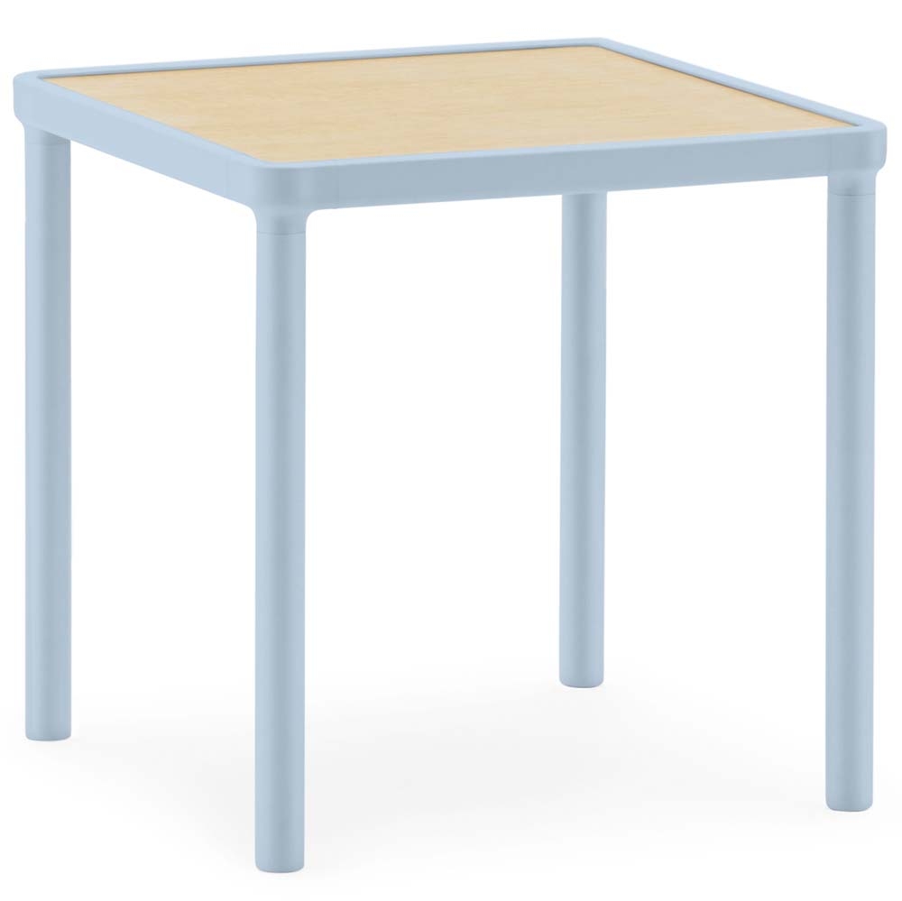 Normann Copenhagen – Case Coffee Table – Small – Light Blue – Blue / Brown – Powder Coated Aluminium / Oak / Steel  – 40.3cm x 40cm x 40cm