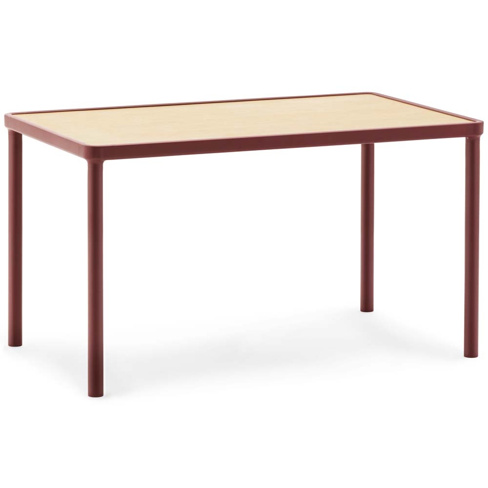 Normann Copenhagen – Case Coffee Table – Large – Dark Red – Red / Brown – Powder Coated Aluminium / Oak / Steel  – 40.3cm x 40cm x 40cm
