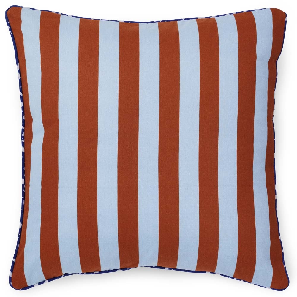 Normann Copenhagen – Posh Keep It Simple Cushion – Powder Blue / Caramel – Blue / Brown – 100% Cotton – 50cm x 50cm
