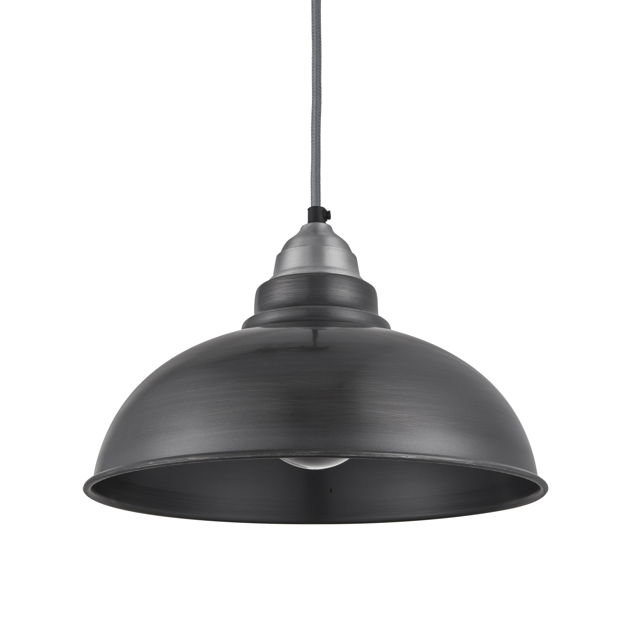 Industville – Old Factory Pendant – 12 Inch – Ceiling Light – Light Shade – Black / Grey Colour – Pewter / Brass Material – 20 CM X 30.4 CM X 30.4 CM