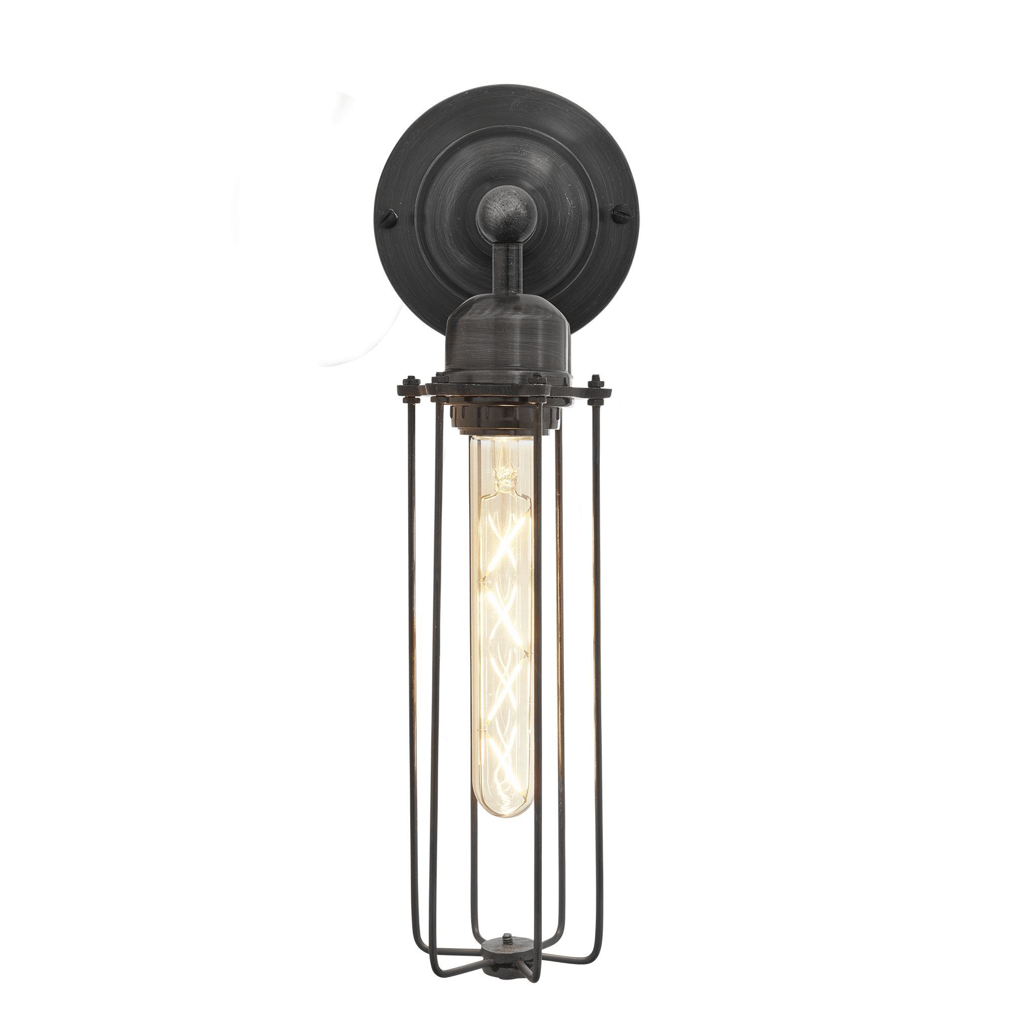 Industville – Orlando Cylinder – 3 Inch – Wall Light Fixture – Black / Grey Colour – Pewter / Brass Material – 39 CM X 8 CM X 14 CM