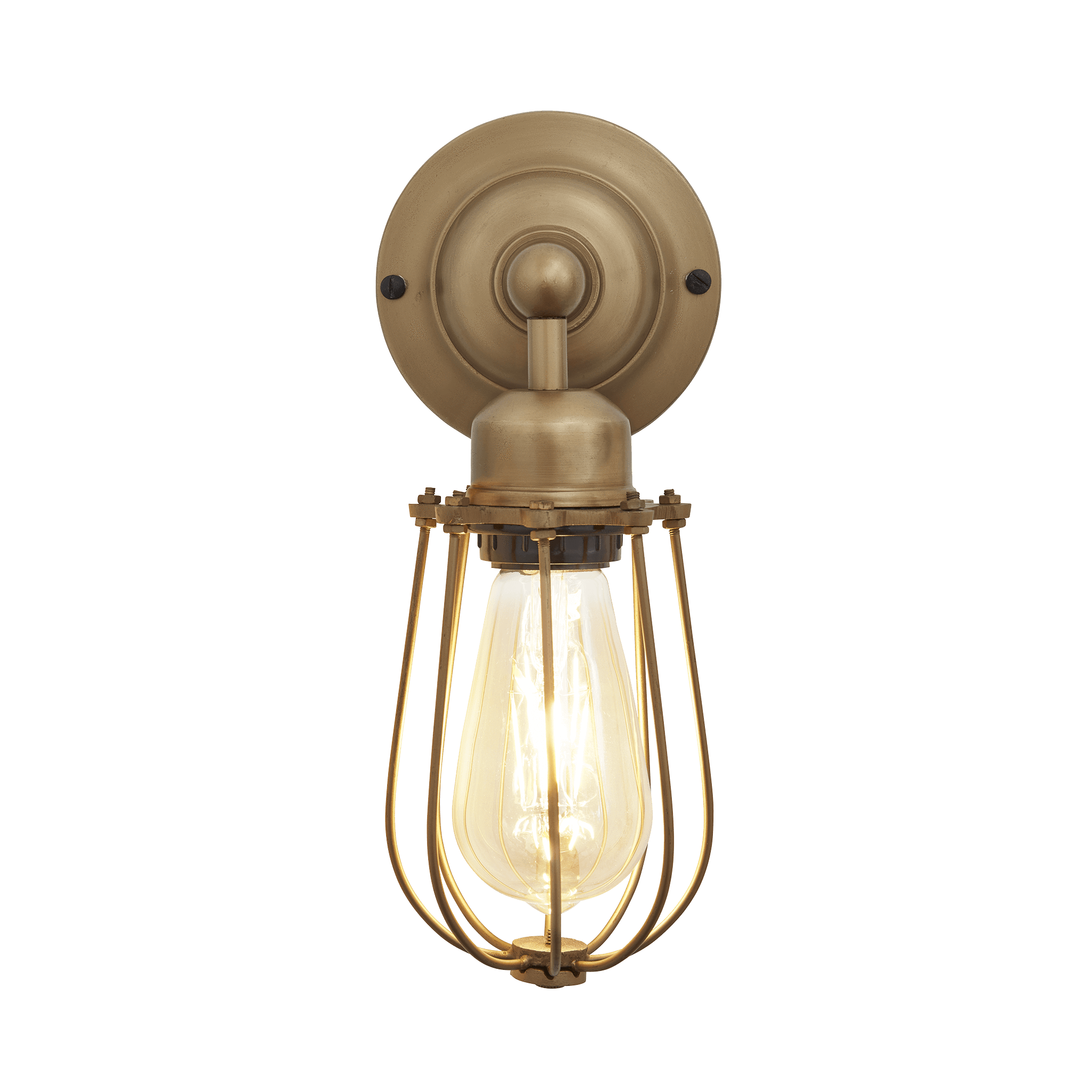 Industville – Orlando Wire Cage – 4 Inch – Wall Light Fixture – Brass Colour – Brass Material – 31 CM X 10 CM X 15 CM