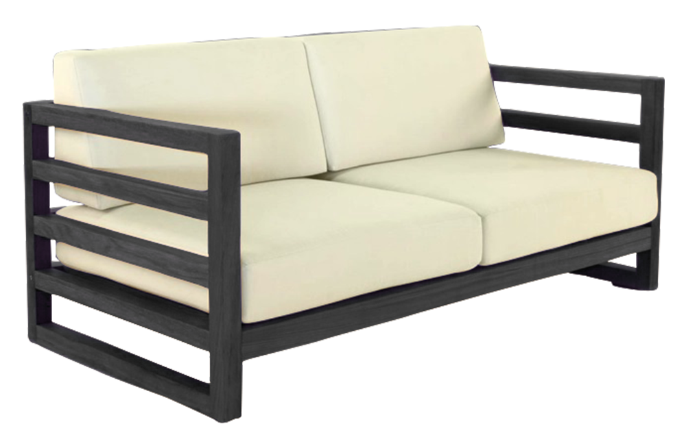 Outdoor Wooden 2 Seater Sofa Garden Furniture, Black Ash / Cream – Furnishop