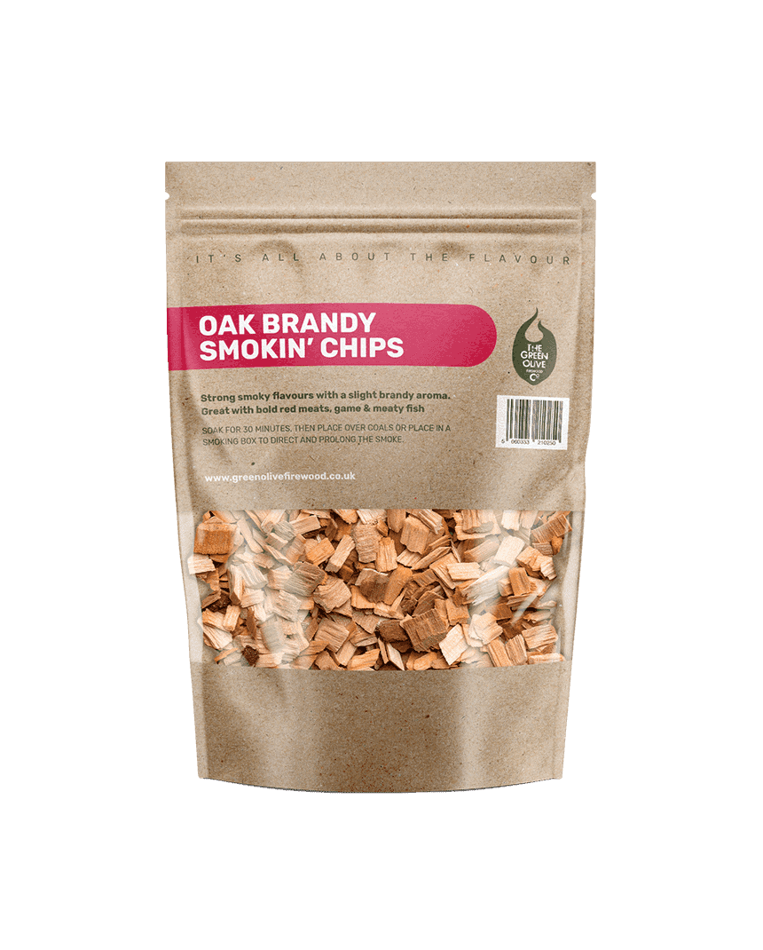 Oak Brandy Smokin’ chips – Smokin’ – Green Olive Firewood