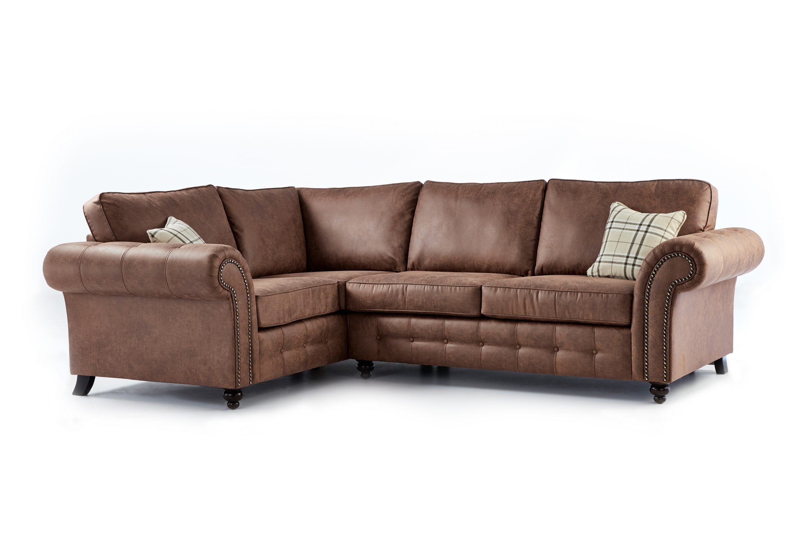 Oakland Right Hand Faux Leather Corner Sofa – Furnishop