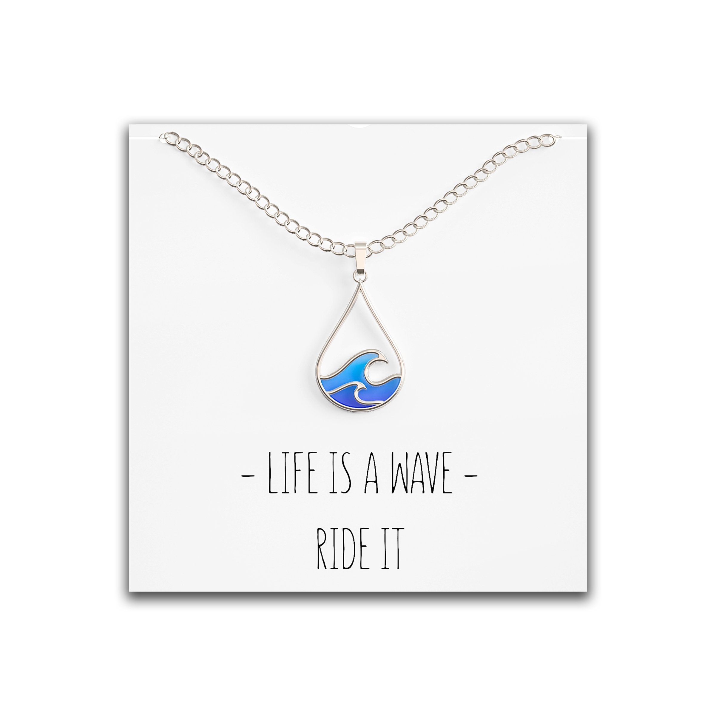 Wave Necklace “- Live Is A Wave – Ride It” – Happy Kisses