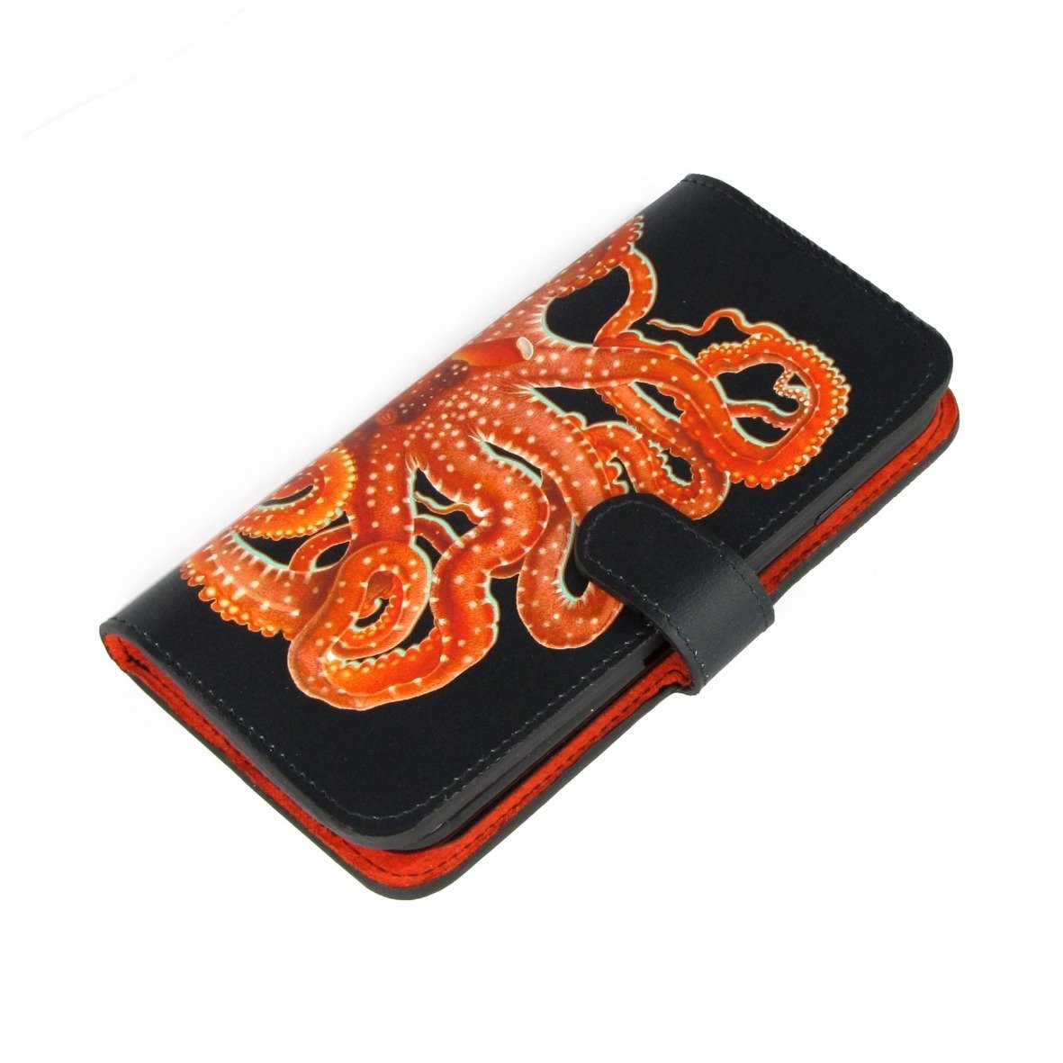 Leather Folio Phone Case – Octopus – iPhone 8 / No personalisation / Black