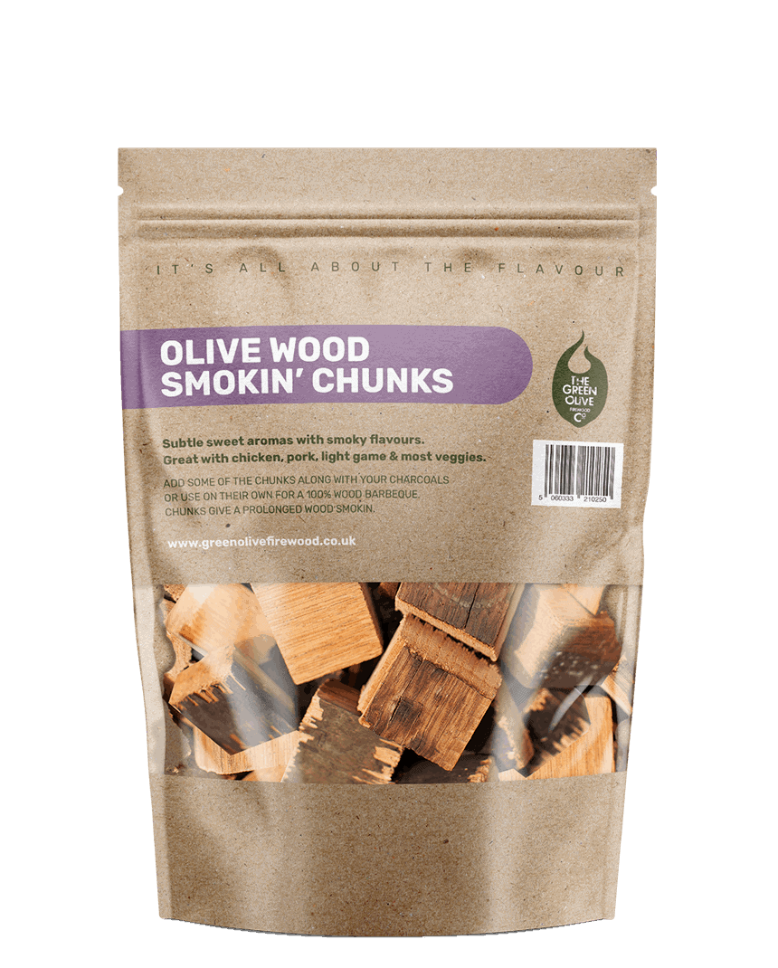 Olive Wood Smokin’ Chunks – Single 5ltr. Pack – Smokin’ – Green Olive Firewood
