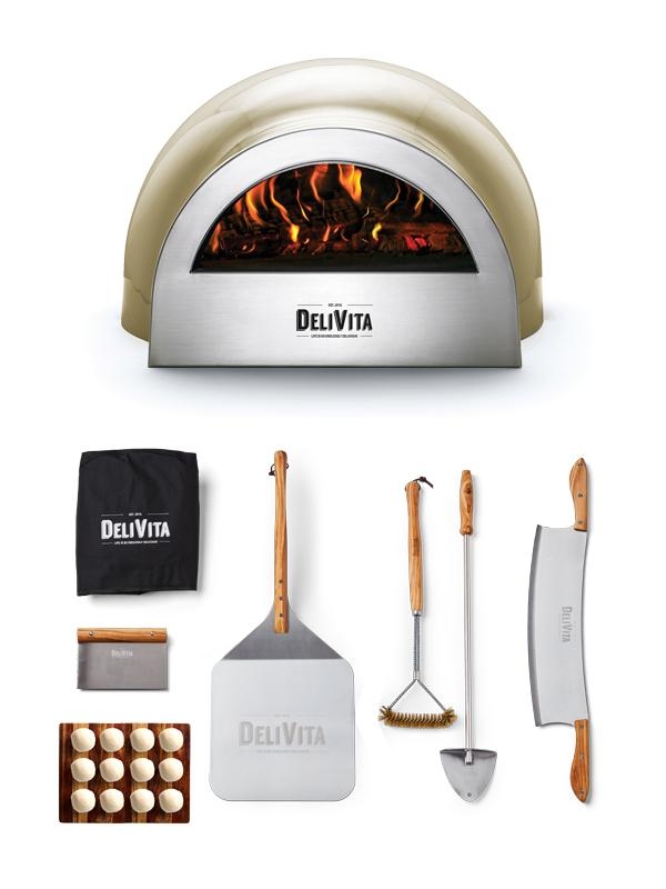 DeliVita Traditional Wood Fired Pizza Oven – Olive Green – Pizzaioli Bundle – Outdoor Pizza Oven – Forno Boutique