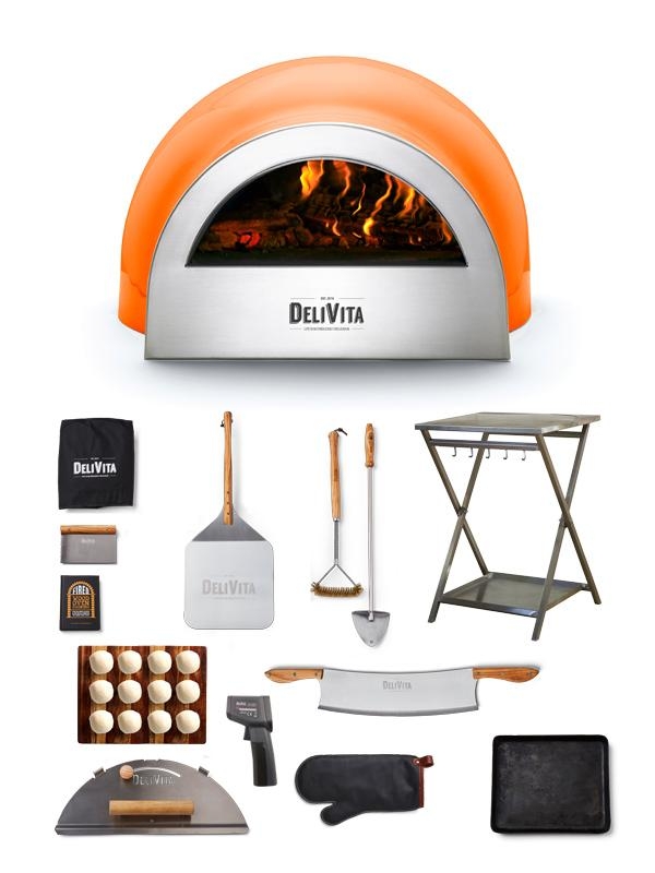 DeliVita Outdoor Traditional Wood-fired Oven – Blaze Orange – Complete Collection Bundle – Outdoor Pizza Oven – Forno Boutique