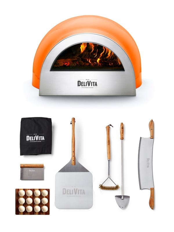 DeliVita Outdoor Traditional Wood-fired Oven – Blaze Orange – Pizzaioli Bundle – Outdoor Pizza Oven – Forno Boutique