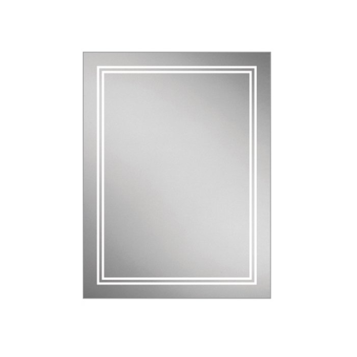 HiB Outline – Rectangular LED Illuminated Bathroom Mirror – Outline 60: H80 X W60 x D3cm – HiB LED Illuminated Bathroom Mirrors – Stylishly