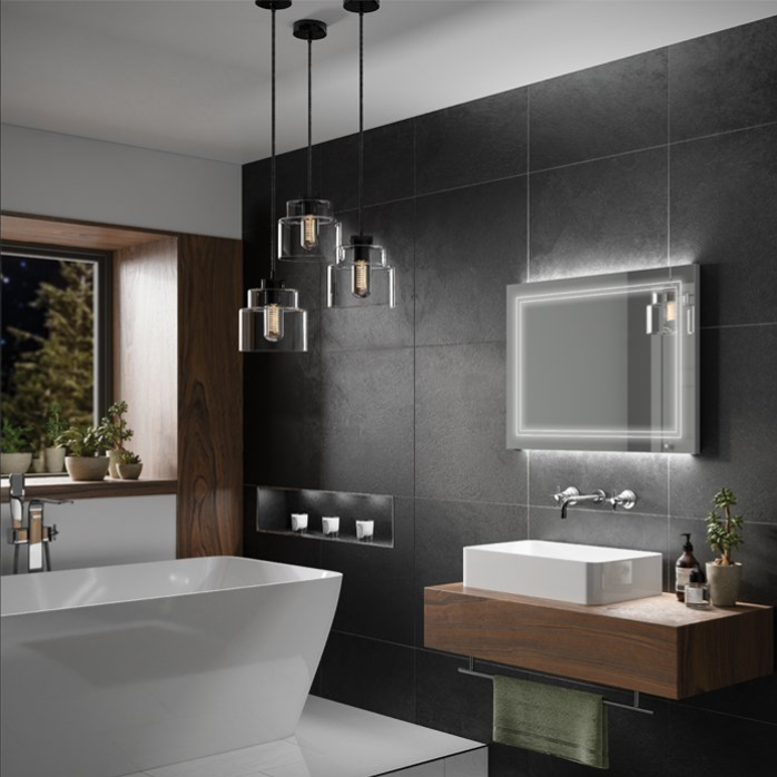 HiB Outline – Rectangular LED Illuminated Bathroom Mirror – Outline 80: H60 X W80 x D3cm – HiB LED Illuminated Bathroom Mirrors – Stylishly