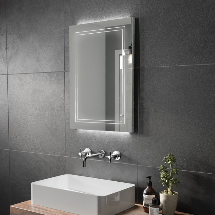 HiB Outline – Rectangular LED Illuminated Bathroom Mirror – Outline 50: H70 X W50 x D3cm – HiB LED Illuminated Bathroom Mirrors – Stylishly