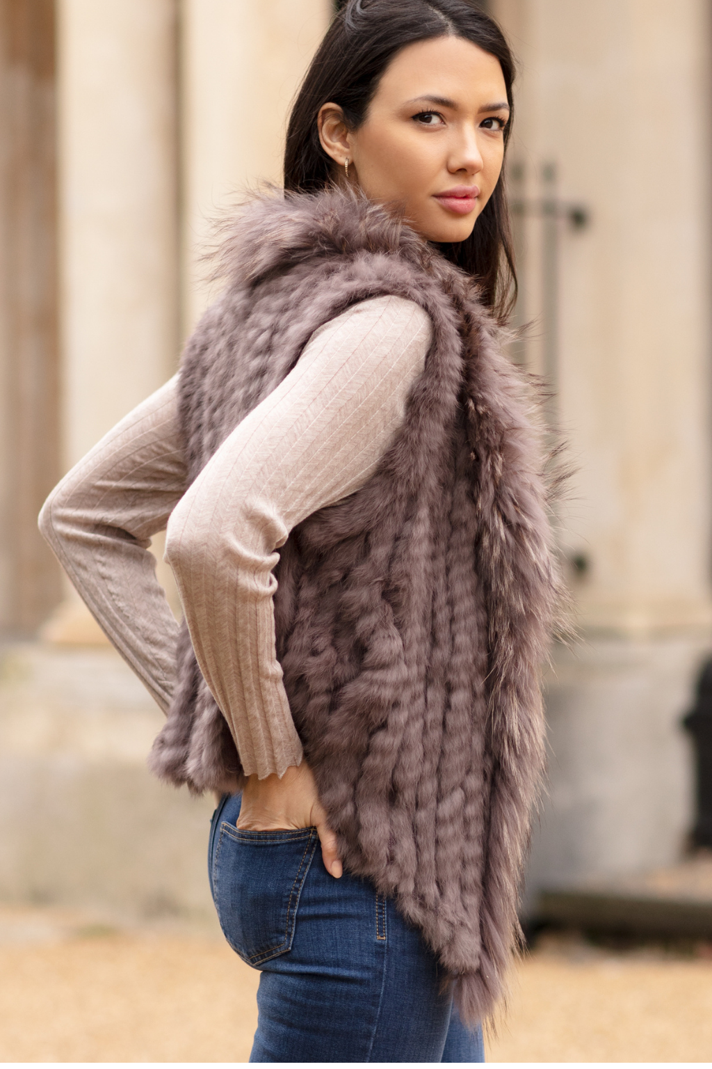 Fur Gilet Light Brown / One Size by Pink Avocet