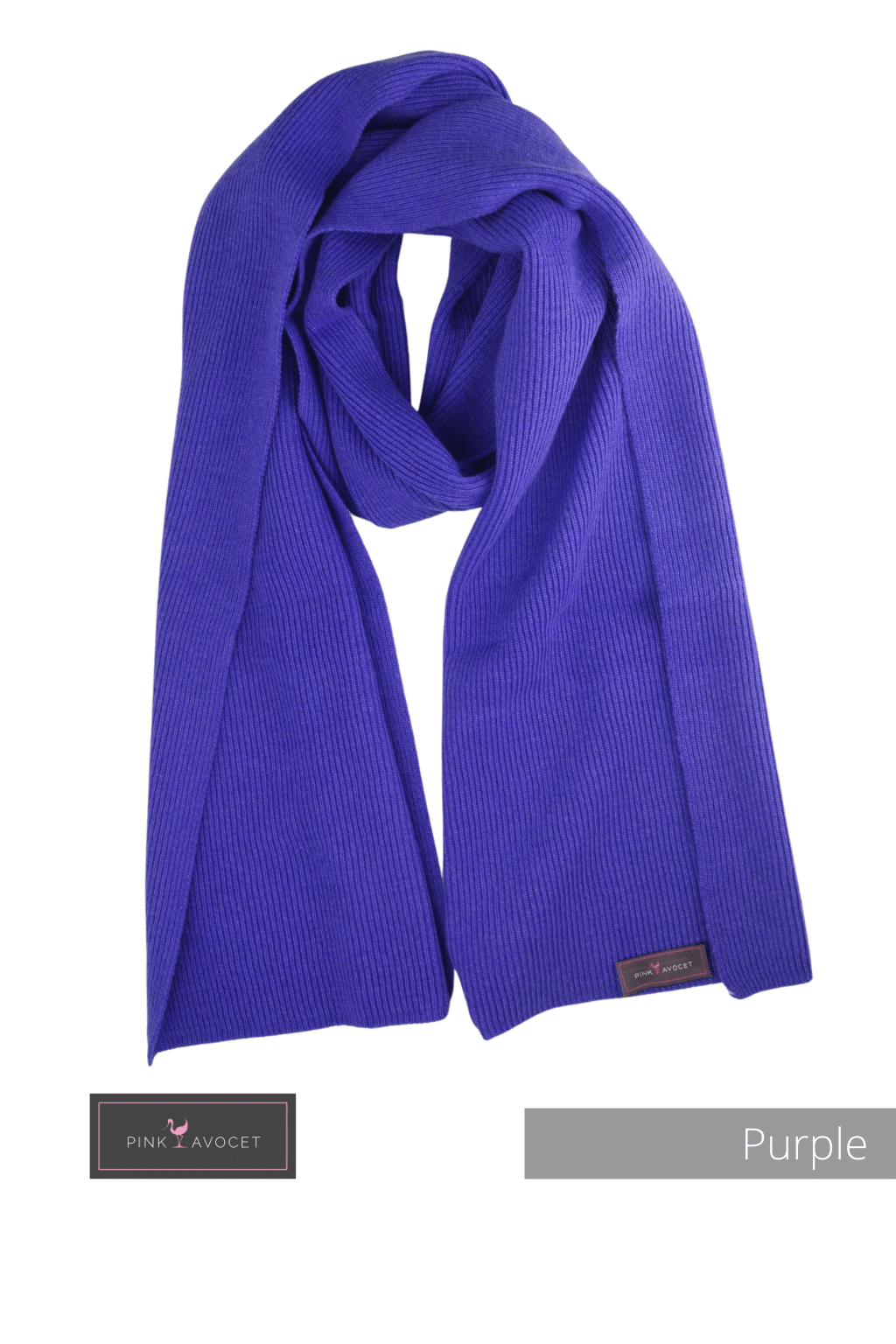Cashmere Ribbed Scarf Purple / One Size by Pink Avocet