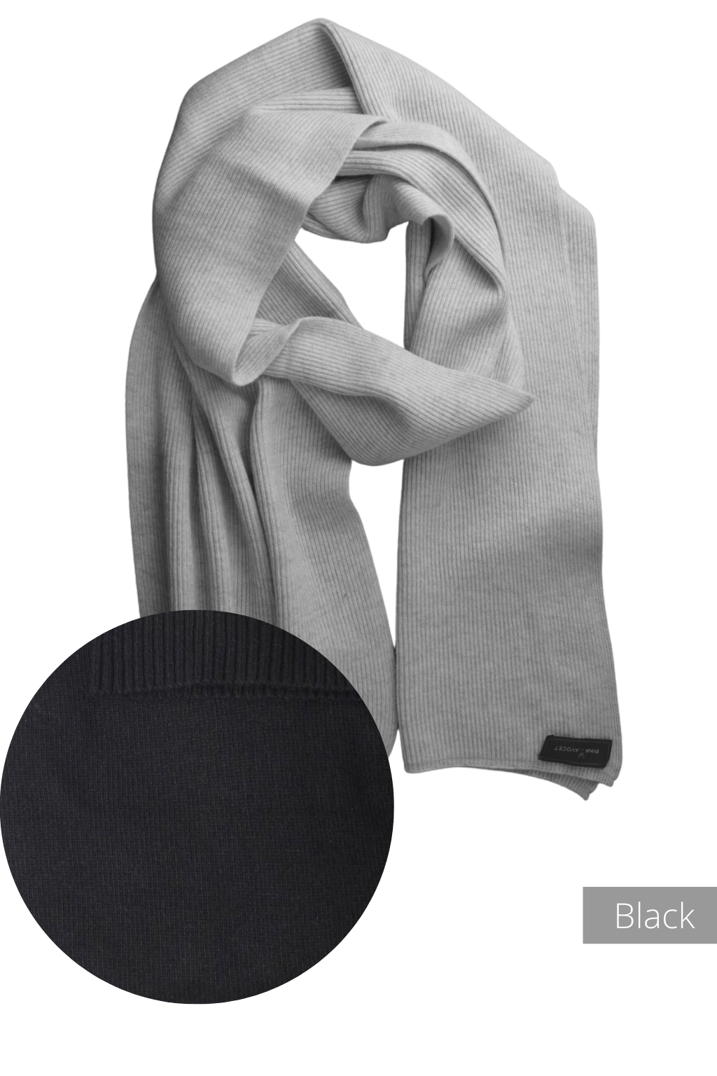 Cashmere Ribbed Scarf Black / One Size by Pink Avocet