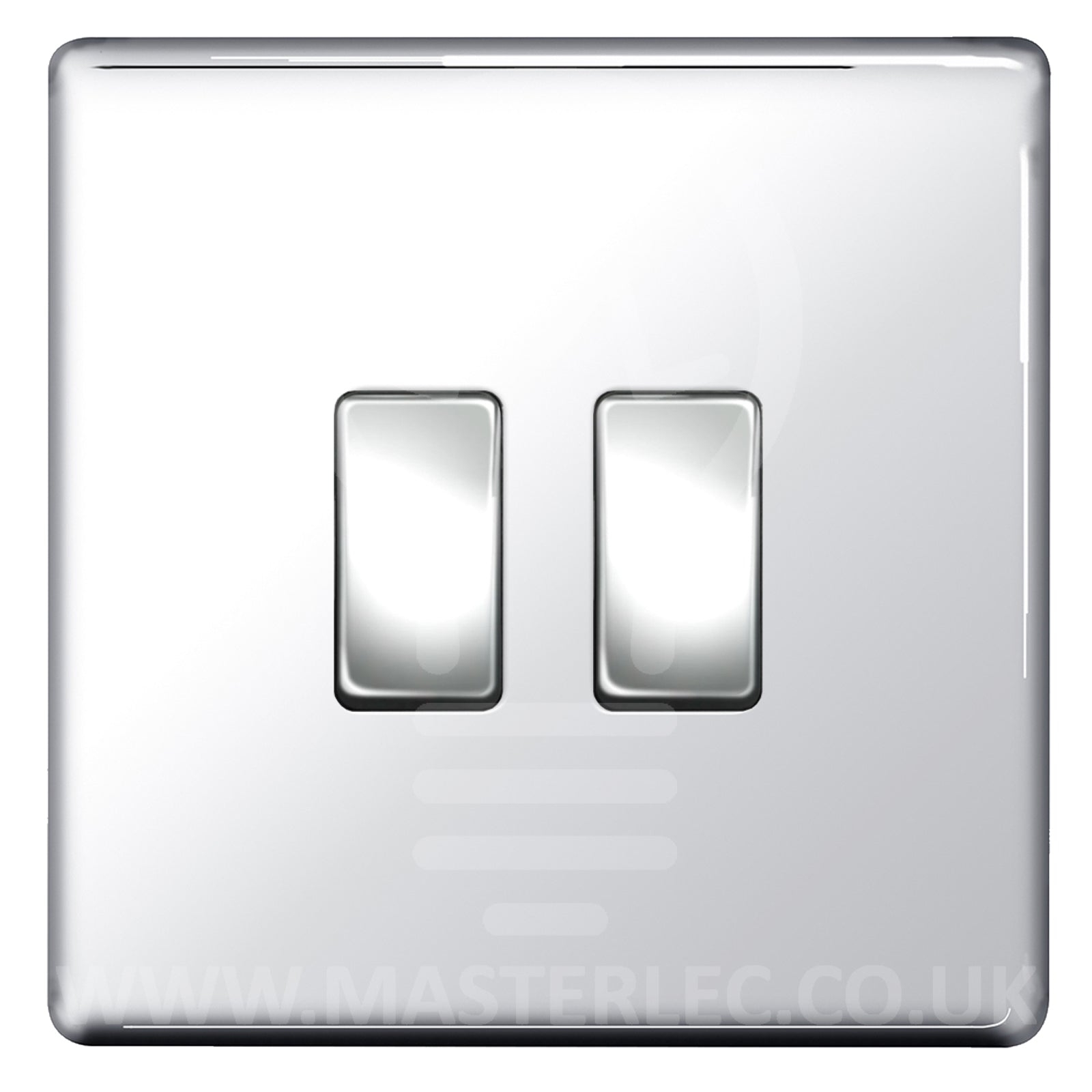 BG Polished Chrome Screwless Flat Plate 2 Gang Light Switch 1x Intermediate 1x 2 Way Custom Switch – Masterlec