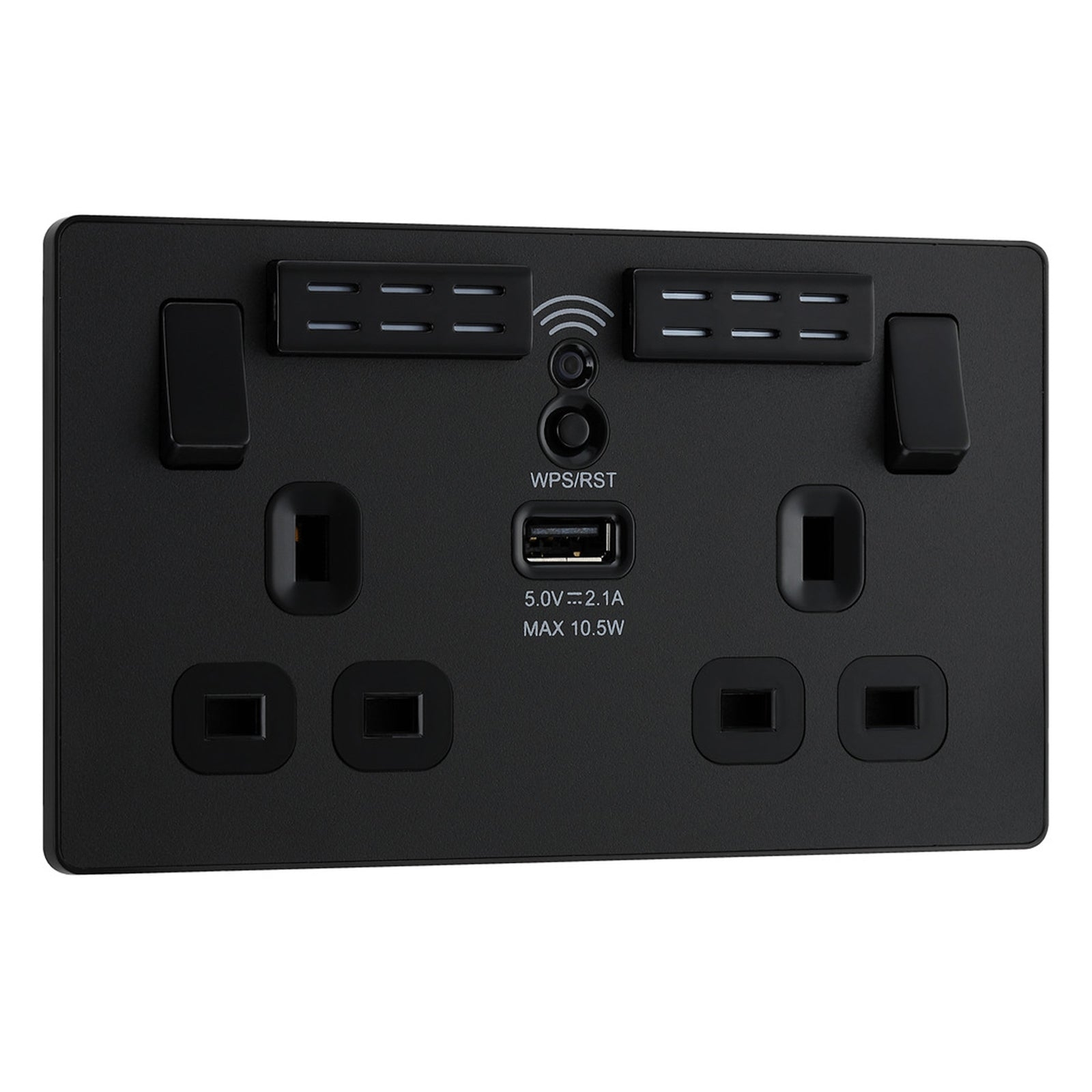 BG Evolve Matt Black Screwless USB Double Socket WiFi Extender PCDMB22UWRB – Masterlec