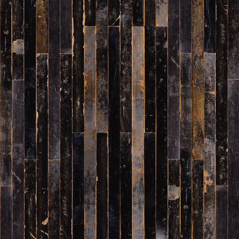 NLXL – Scrapwood Black PHE-05 Wallpaper – Black / Purple / Gold – Non-Woven – 48.7cm