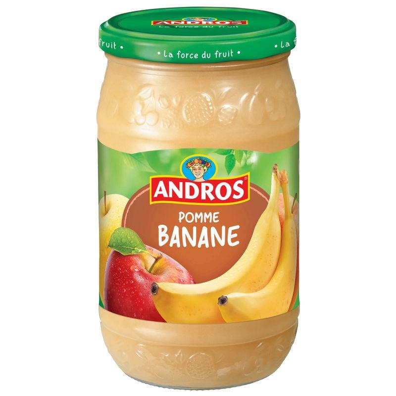 Apple compote low added sugar (glass jar) – Andros, 730gCompote de pomme banane bocal – Apple & banana compote – glass jar – Andros, 750g – Chanteroy