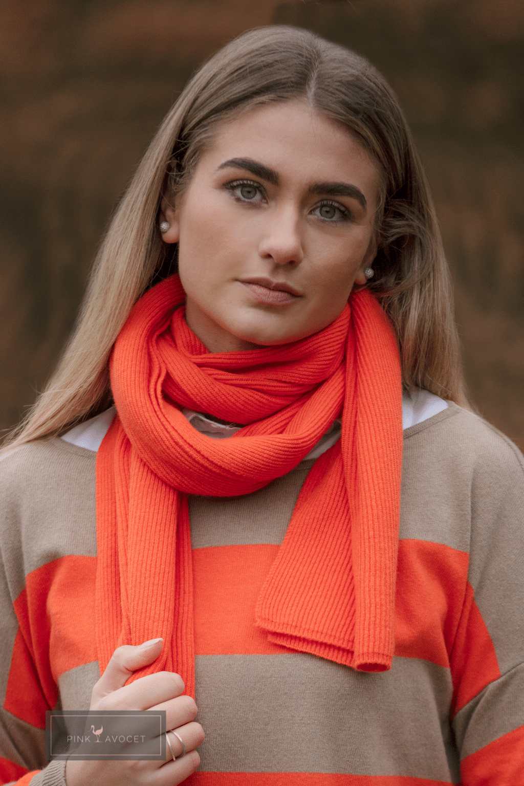 Cashmere Ribbed Scarf Orange / One Size by Pink Avocet