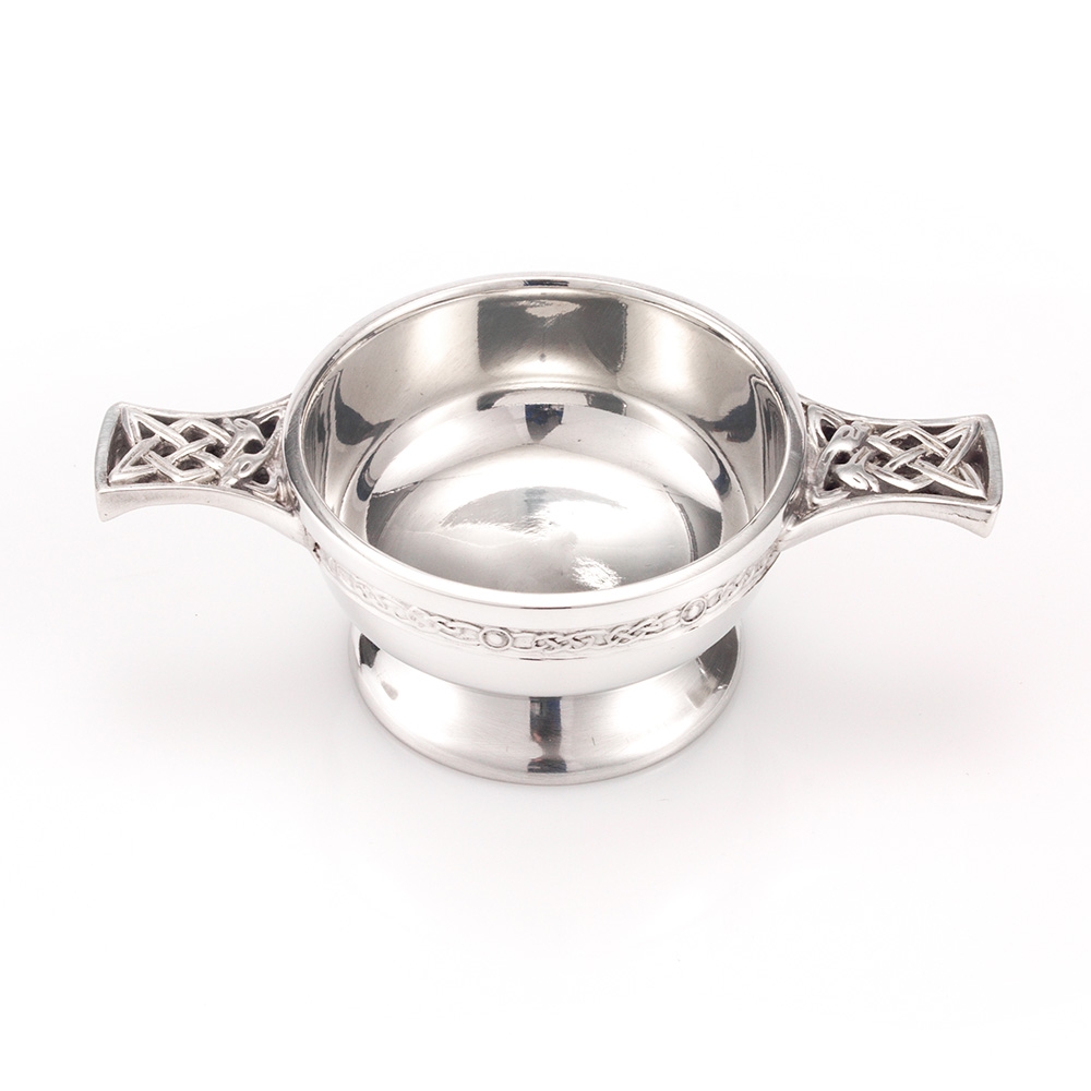 Scottish Pewter Personalised Small Classic Celtic Design Quaich Bowl