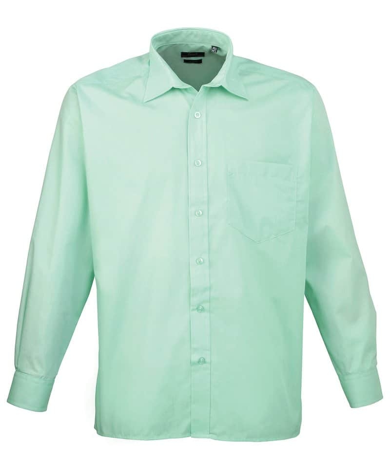 Premier Men’s Poplin Long Sleeve Shirt – Aqua – 17 – Uniforms Online