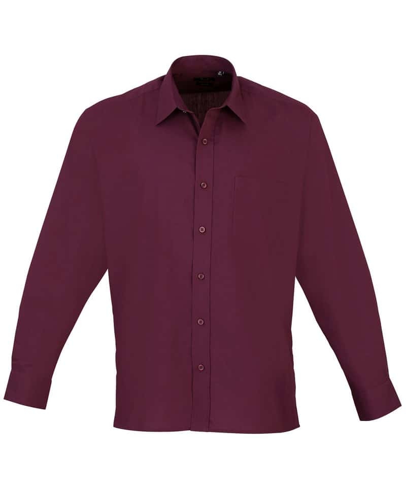 Premier Men’s Poplin Long Sleeve Shirt – Aubergine – 16.5 – Uniforms Online