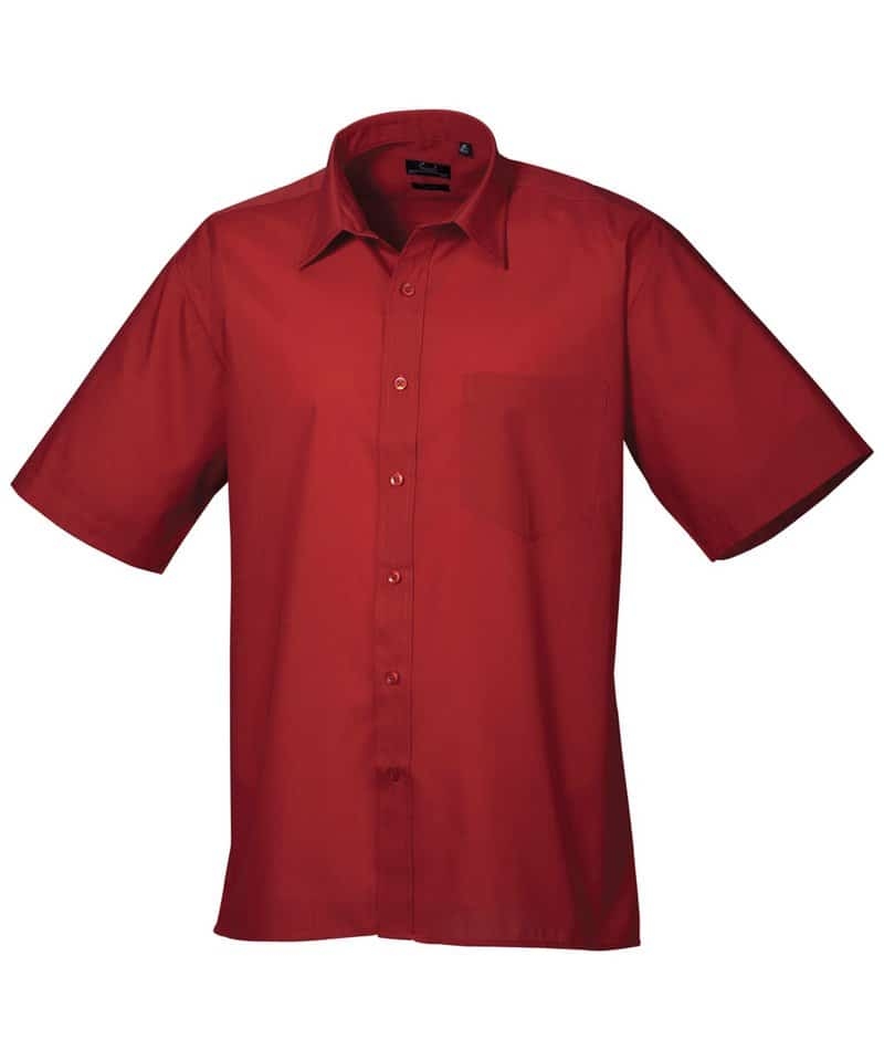 Premier Men’s Poplin Short Sleeve Shirt – Burgundy – 20 – Uniforms Online
