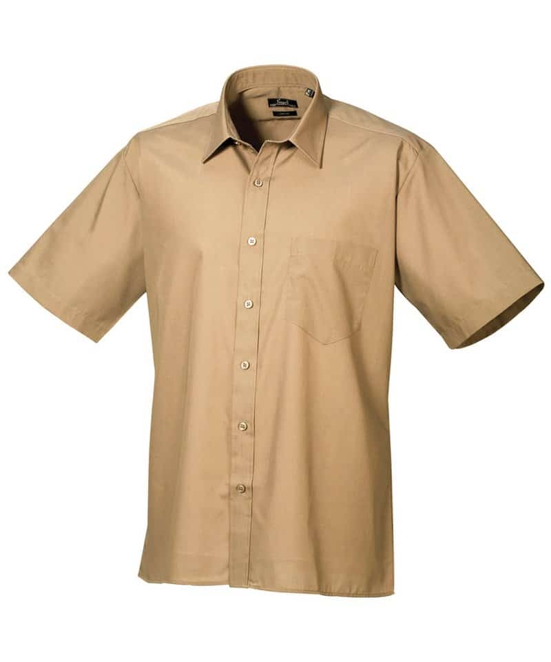 Premier Men’s Poplin Short Sleeve Shirt – Khaki – 14.5 – Uniforms Online