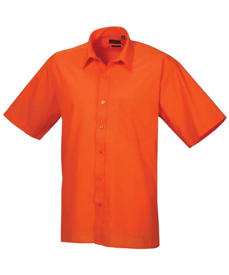 Premier Men’s Poplin Short Sleeve Shirt – Orange – 17 – Uniforms Online