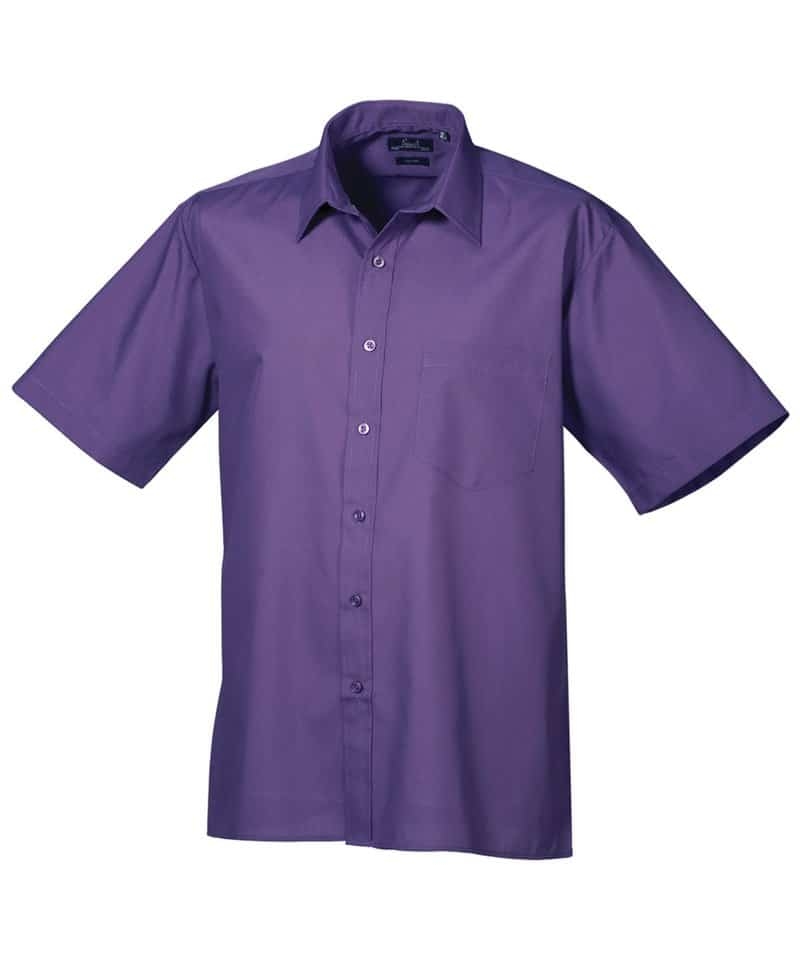 Premier Men’s Poplin Short Sleeve Shirt – Purple – 22 – Uniforms Online