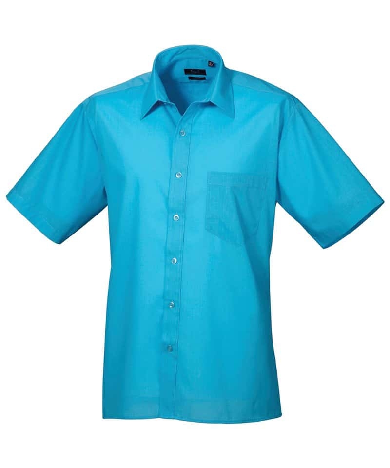 Premier Men’s Poplin Short Sleeve Shirt – Turquoise – 23 – Uniforms Online