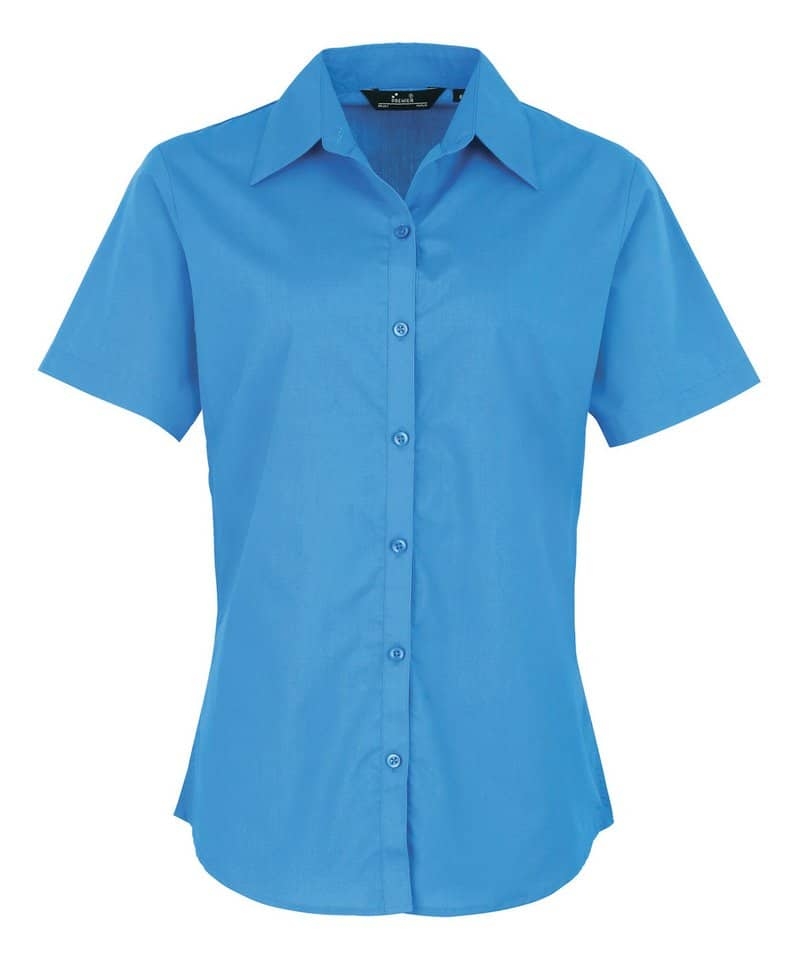 Premier Women’s Poplin Short Sleeve Blouse – Sapphire – 6 – Uniforms Online