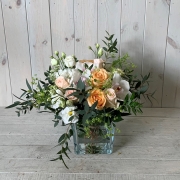 Peaches and Creams Flower Arrangement Medium (as displayed) – Blooming Amazing