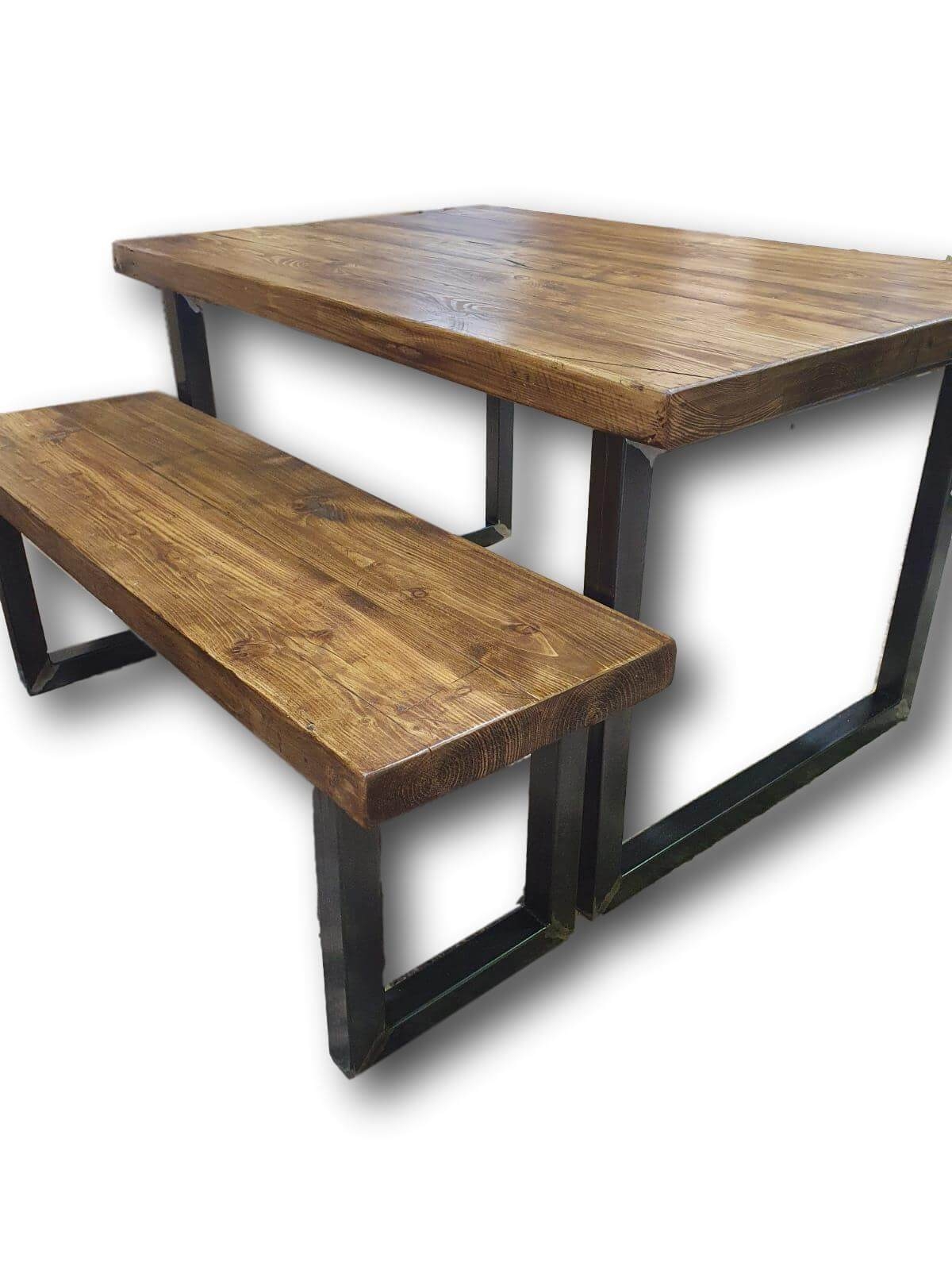 The Reclaimed Rustic Weathered Table Oil Finish – Design Your Own Dining Table 170cm x 90cm1 bench (to fit between table legs) – Acumen Collection