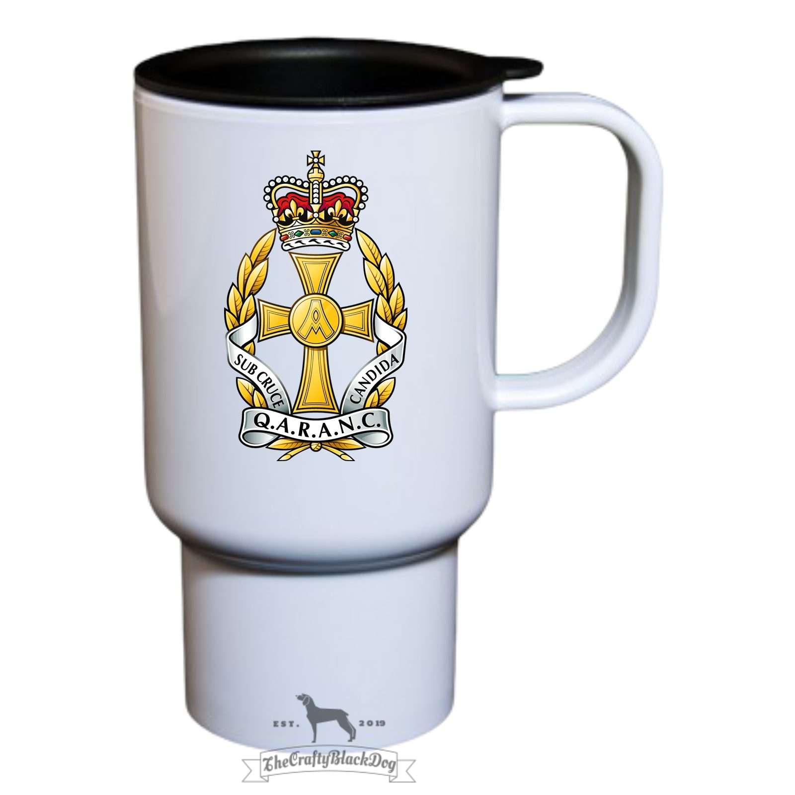 Qaranc – Travel Mug – No – Queen Alexandra’s Royal Army Nursing Corps – Crafty Black Dog