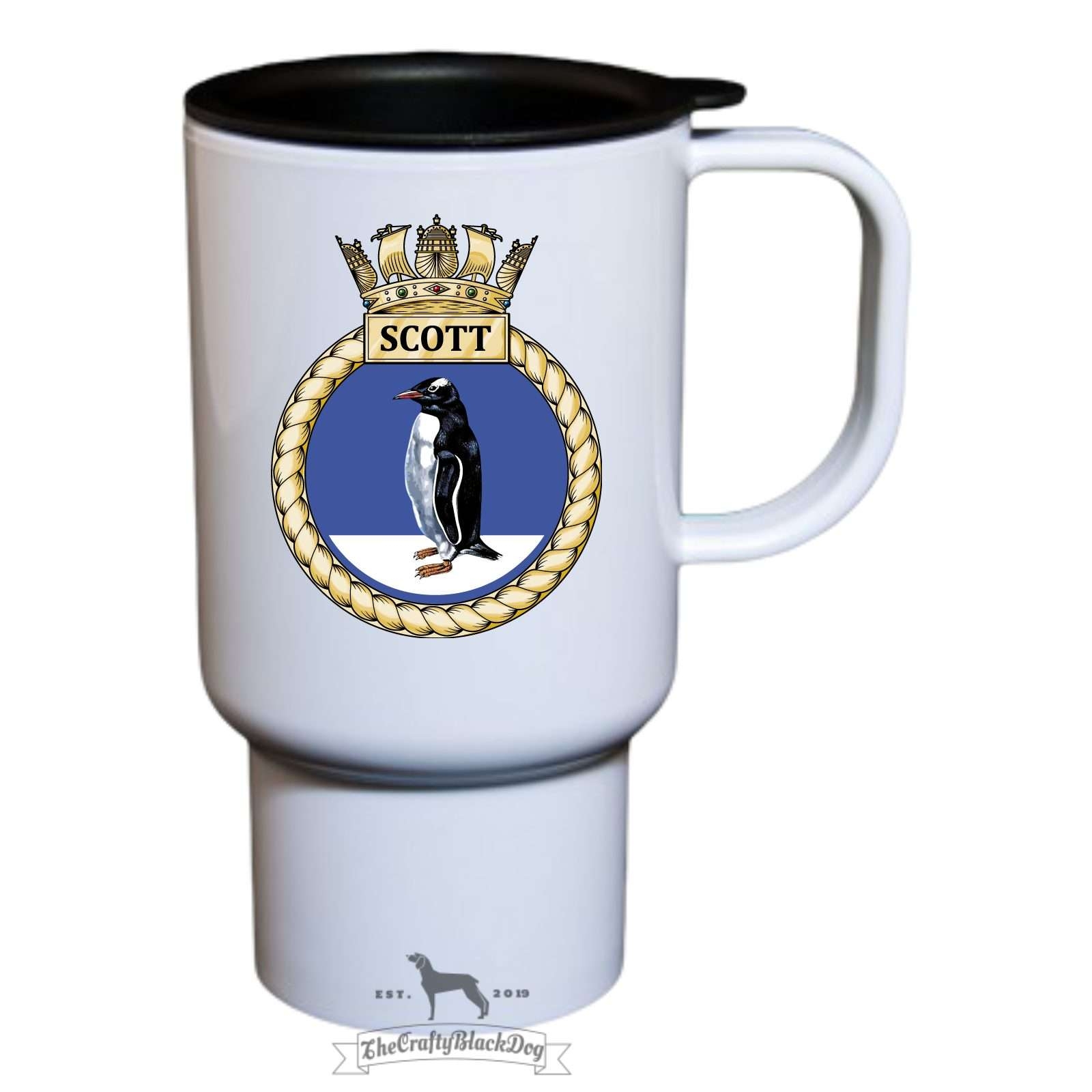 HMS Scott – Travel Mug – Crafty Black Dog