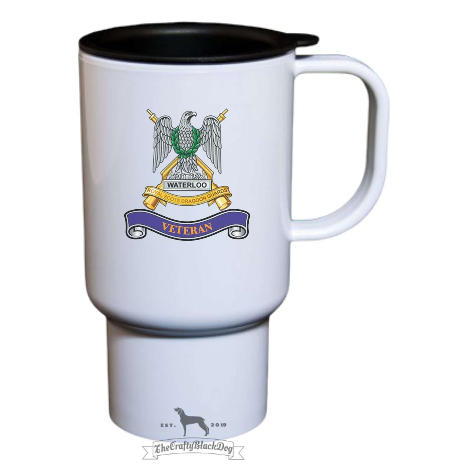 Royal Scots Dragoon Guards Veteran – Travel Mug – Royal Scots Dragoon Guards – Veteran – Crafty Black Dog