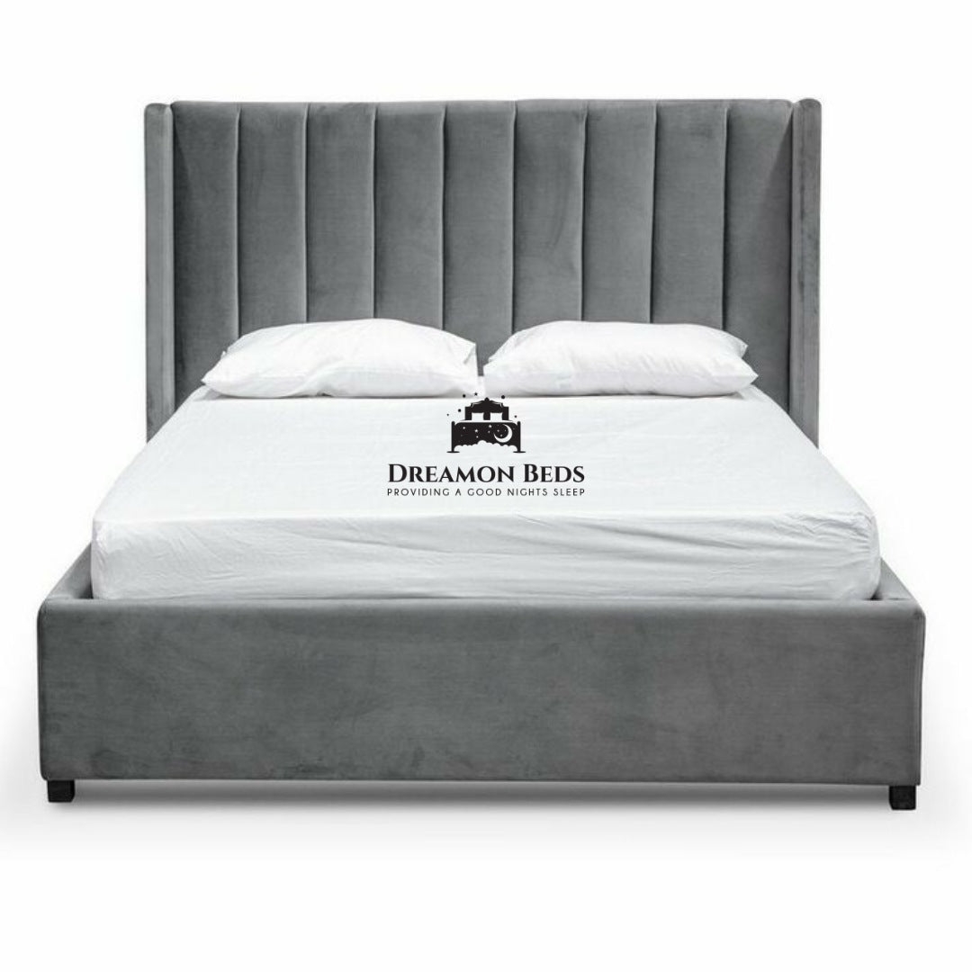 Nevada Wingback Bed Frame Available With Ottoman Or Divan Storage – Default Title – Choice Of 25 Colours With Varying Materials – Dreamon Beds
