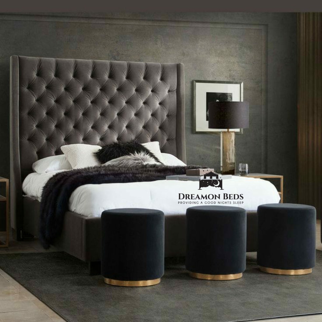 Luxurious Anna Wingback Bed Frame Available With Ottoman or Divan Storage – Dreamon Beds