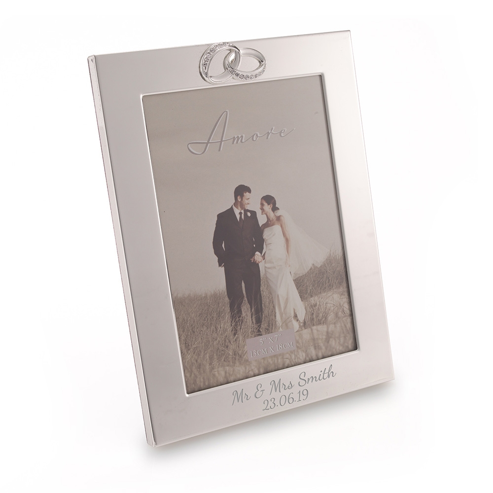 5″ x 7″ Silver Plated Wedding Rings Photo Frame