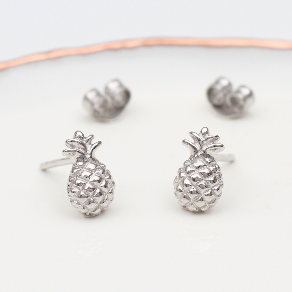 Sterling Silver Pineapple Stud Earrings – Hurley Burley