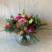 Pink Flower Bouquet in Goldfish Bowl Standard – Blooming Amazing