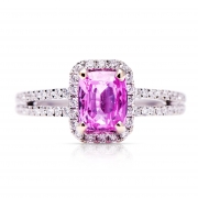 Engagement | 18ct White gold, Pink Sapphire and Diamond Ring – Vintage Ring – Antique Ring Boutique