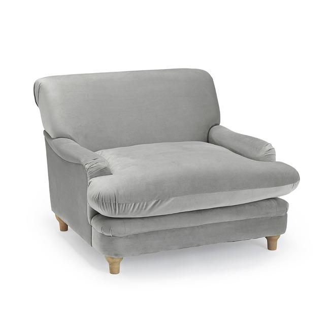 Extra Large Velvet Armchair Grey – By CGC Interiors